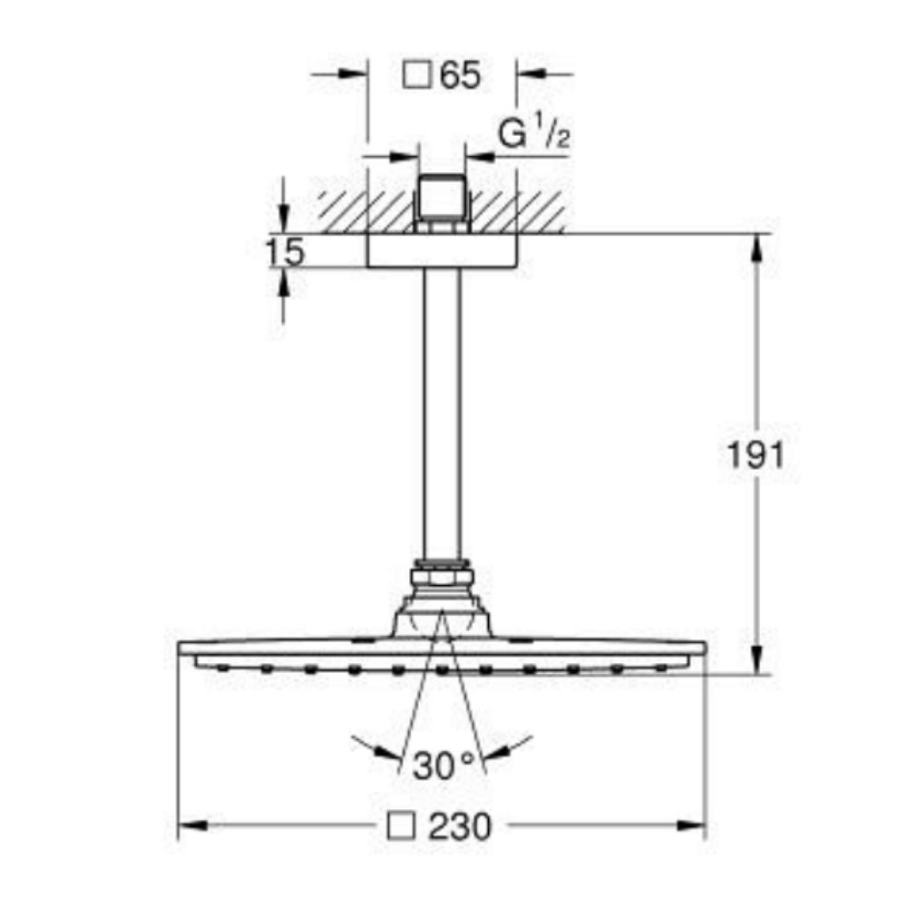 Bộ bát sen tắm gắn trần Allure 230 GROHE 26055000