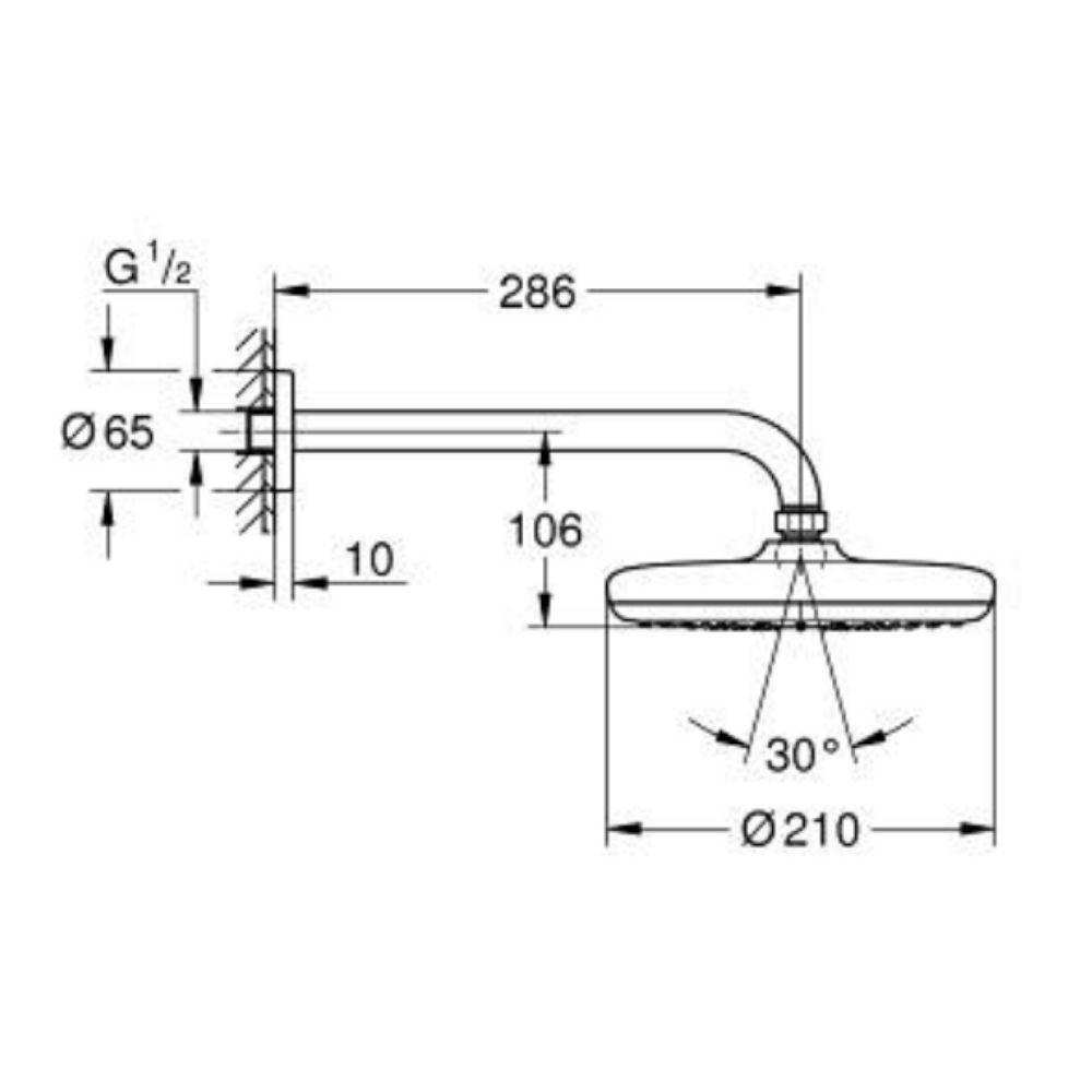 Bộ bát sen tắm gắn tường Tempesta 210 GROHE 26411000