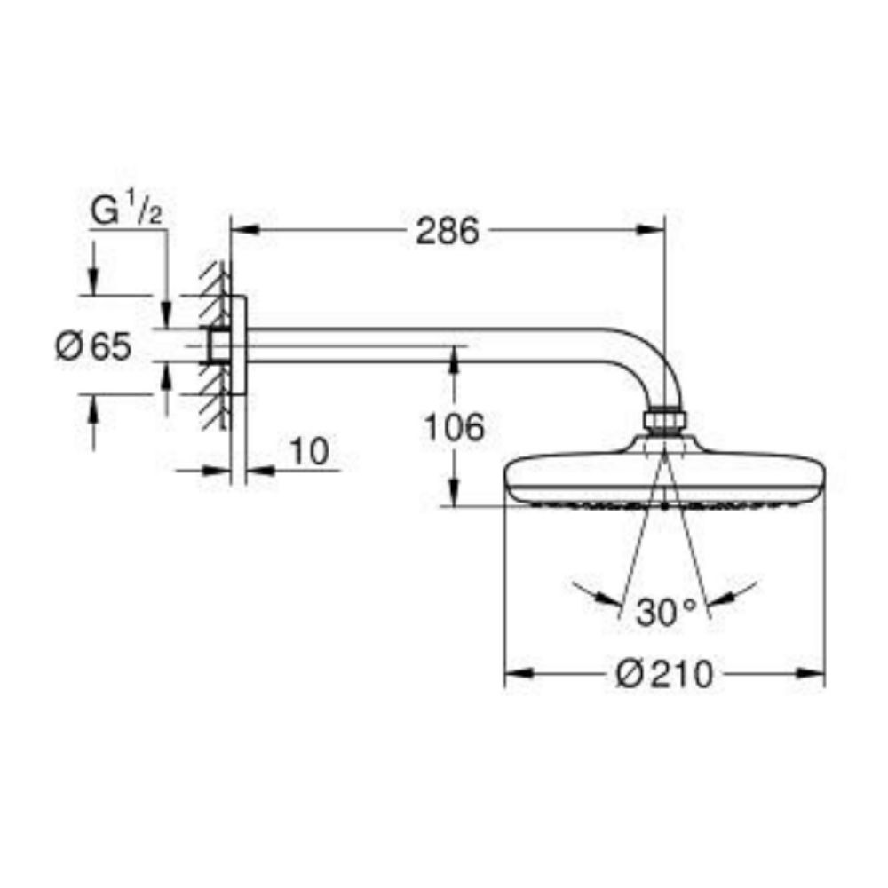 Bộ bát sen tắm gắn tường Tempesta 210 GROHE 26412000