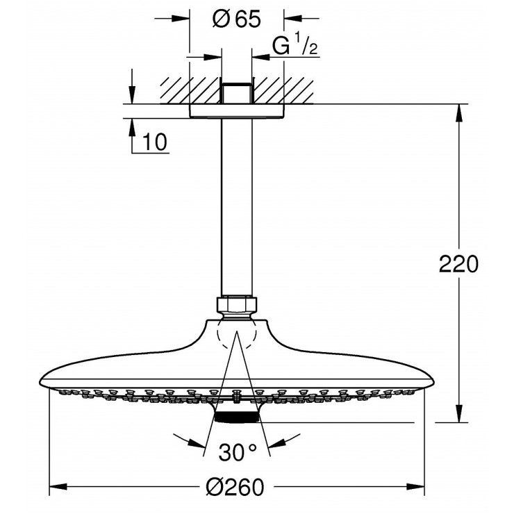 Bát sen gắn trần Euphoria 260 Grohe 26460000