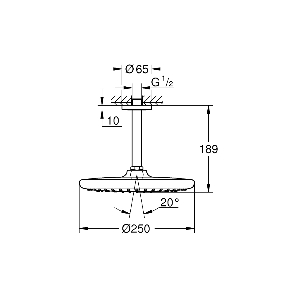 Bộ bát sen tắm gắn trần Tempesta 250 GROHE 26669000