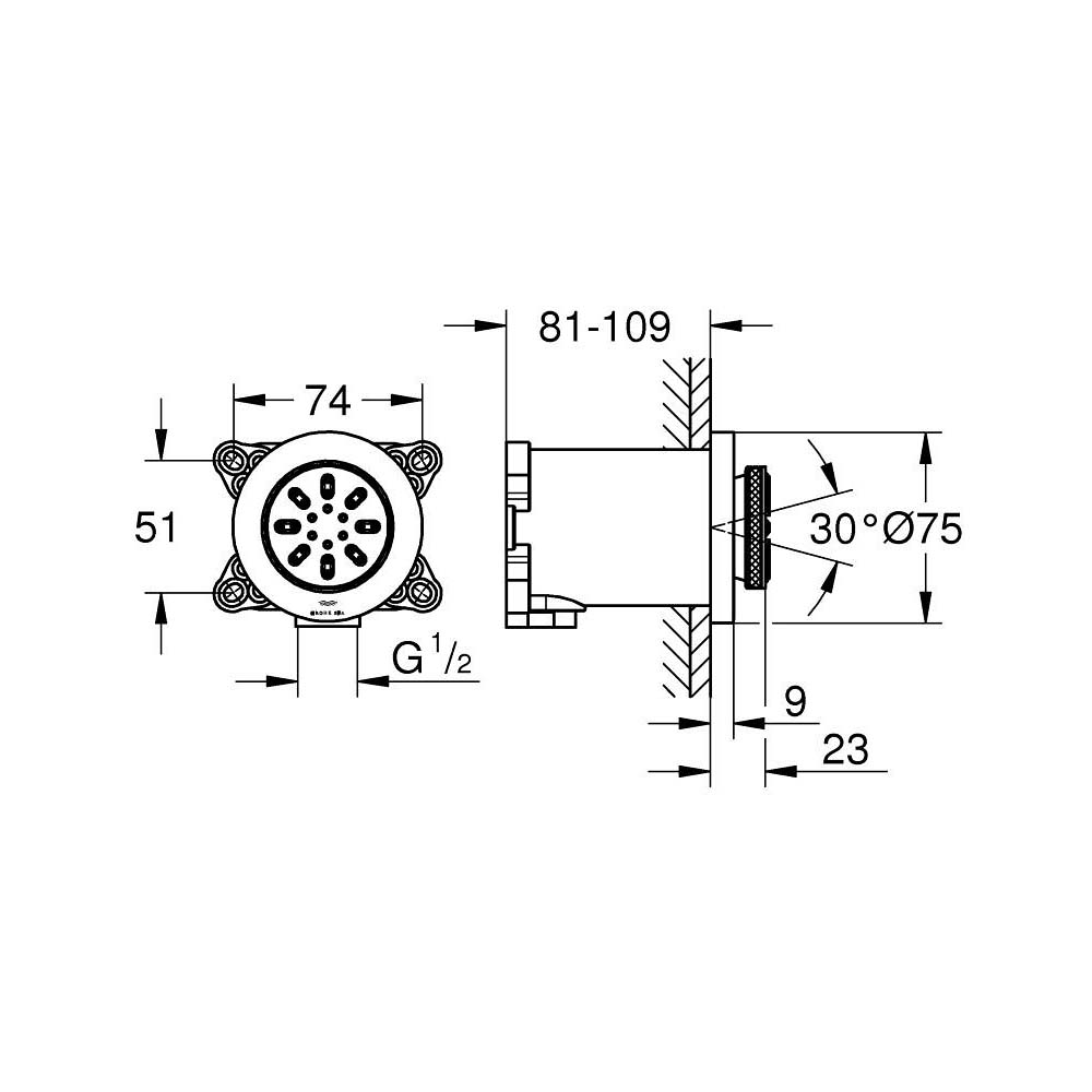 Đầu sen tắm âm tường 2 chế độ Rainshower Aqua Body GROHE 26801000