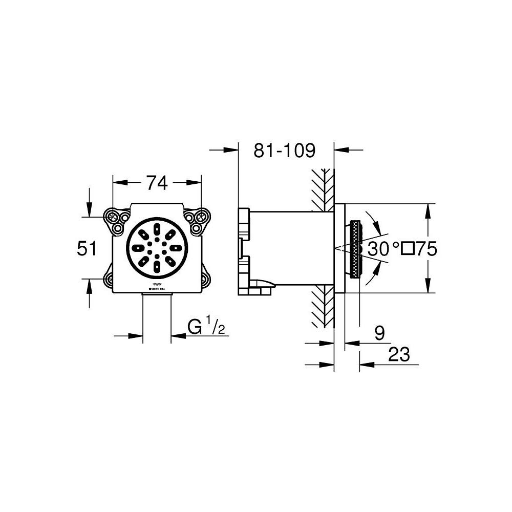 Đầu sen tắm âm tường 2 chế độ Rainshower Aqua Body GROHE 26802000
