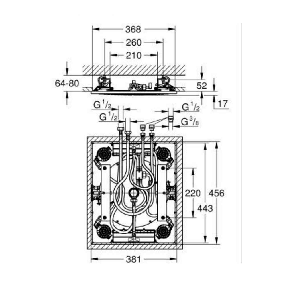Bát sen tắm âm trần Rainshower Aqua GROHE 26888000