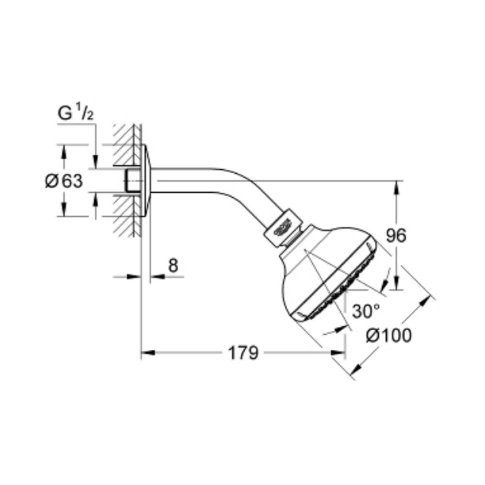 Bộ bát sen tắm gắn tường Tempesta 100 GROHE 27870001