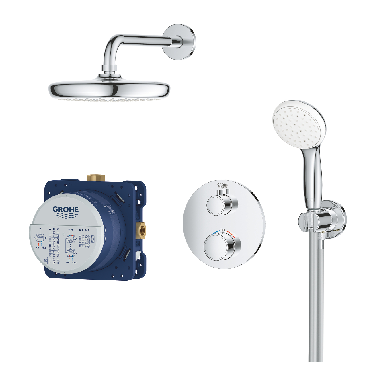 Bộ sen âm tường ổn nhiệt tròn Tempesta 210 GROHE 34727000