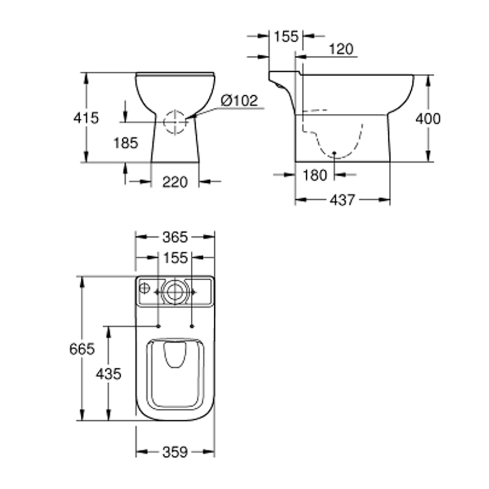 Thân bồn cầu 2 khối BauEdge Ceramic GROHE 39989000