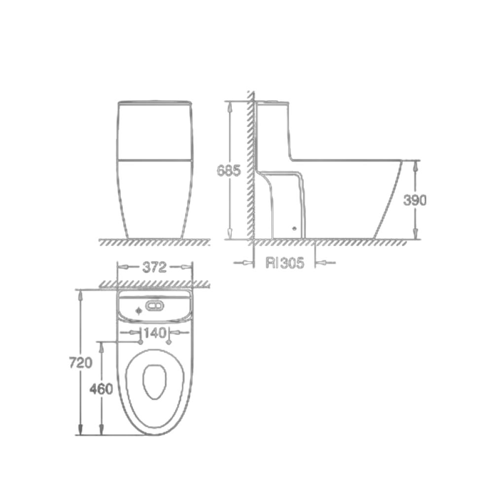 Bồn cầu 1 khối Bau Ceramic GROHE 39990000