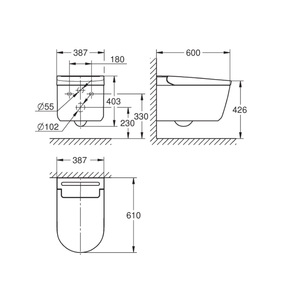 Bồn cầu treo tường thông minh IGINA GROHE 102915SH00
