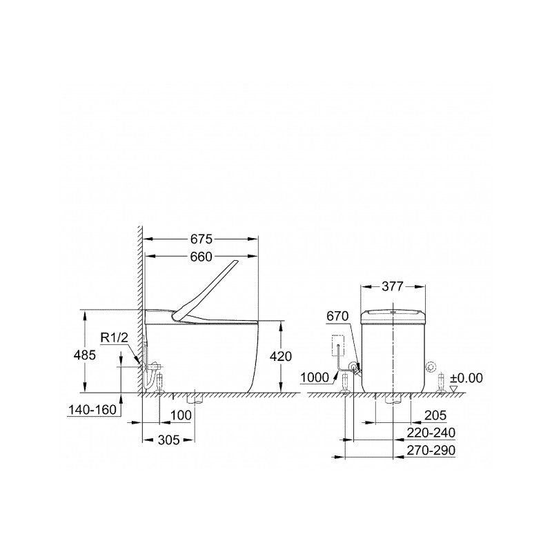 Bồn cầu đặt sàn điện tử Sensia Arena GROHE 39355SH0