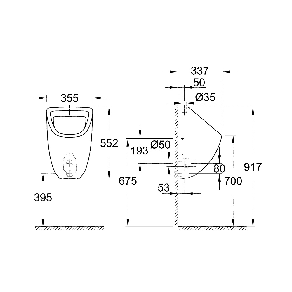 Bồn tiểu nam treo tường Bau Ceramic GROHE 39439000