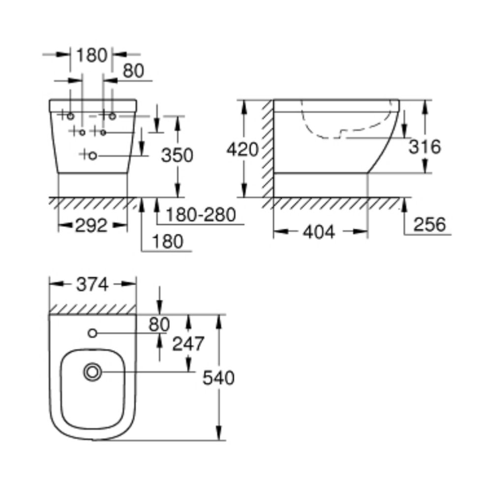 Bồn tiểu nữ treo tường Euro Ceramic GROHE 39208000