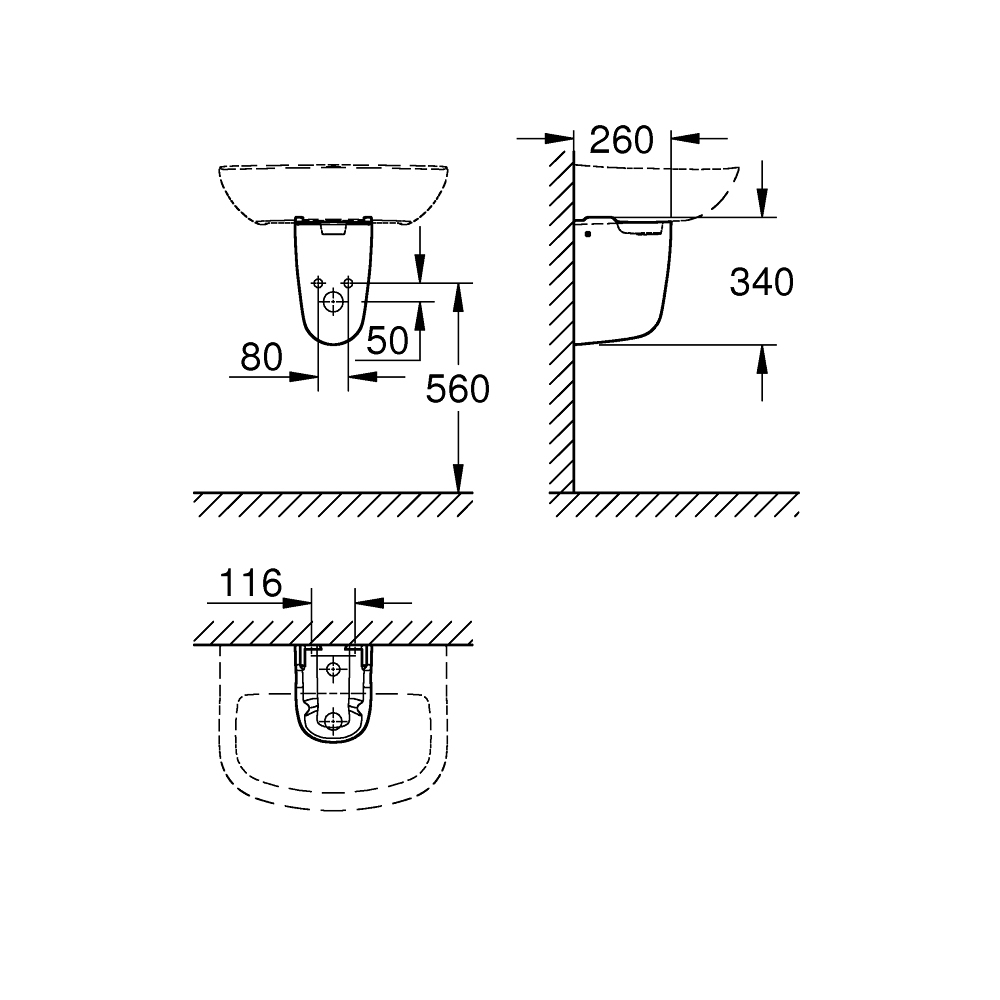 Chân chậu lavabo lửng Bau Ceramic GROHE 39426000