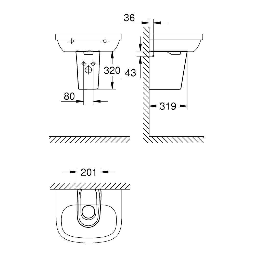 Chân chậu lavabo lửng Essence GROHE 39570000