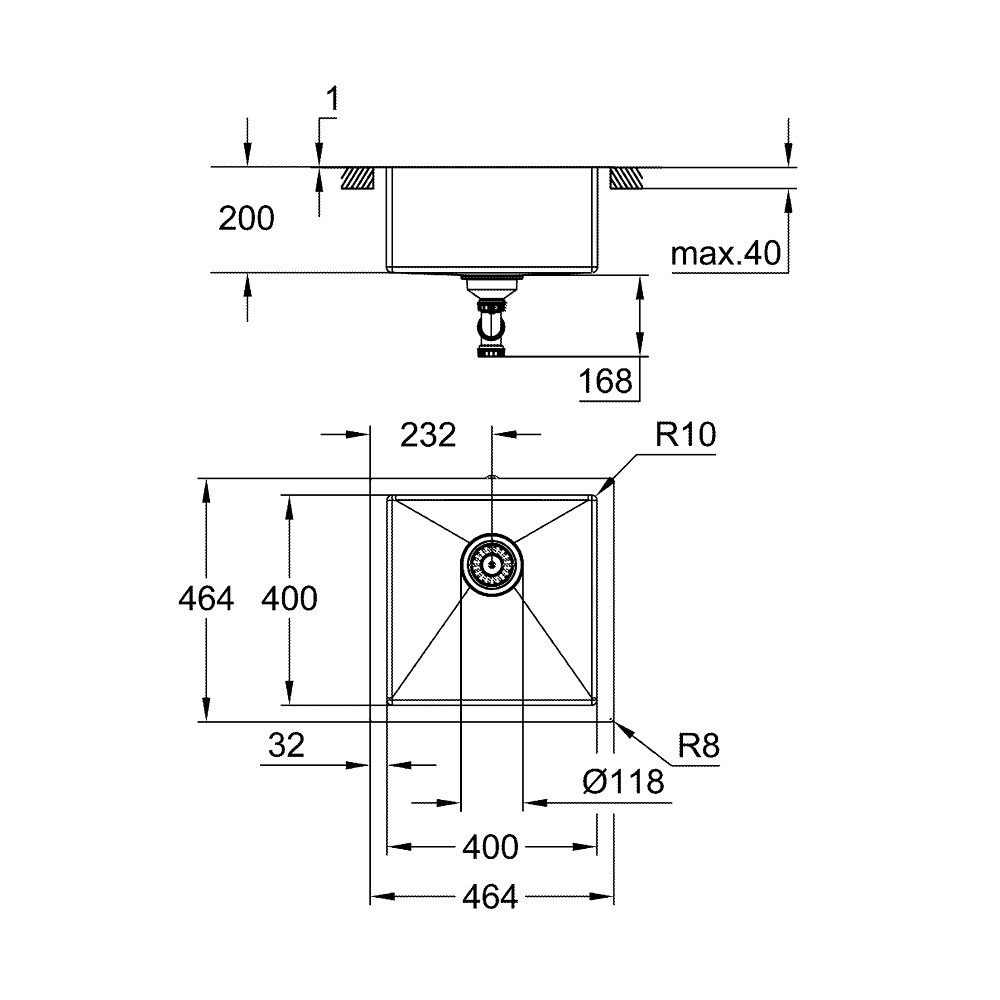 Chậu rửa chén 1 hộc K700 GROHE 31578SD1
