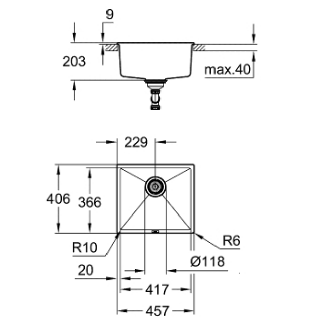 Chậu rửa chén K700 Composite Grohe 31653AT0