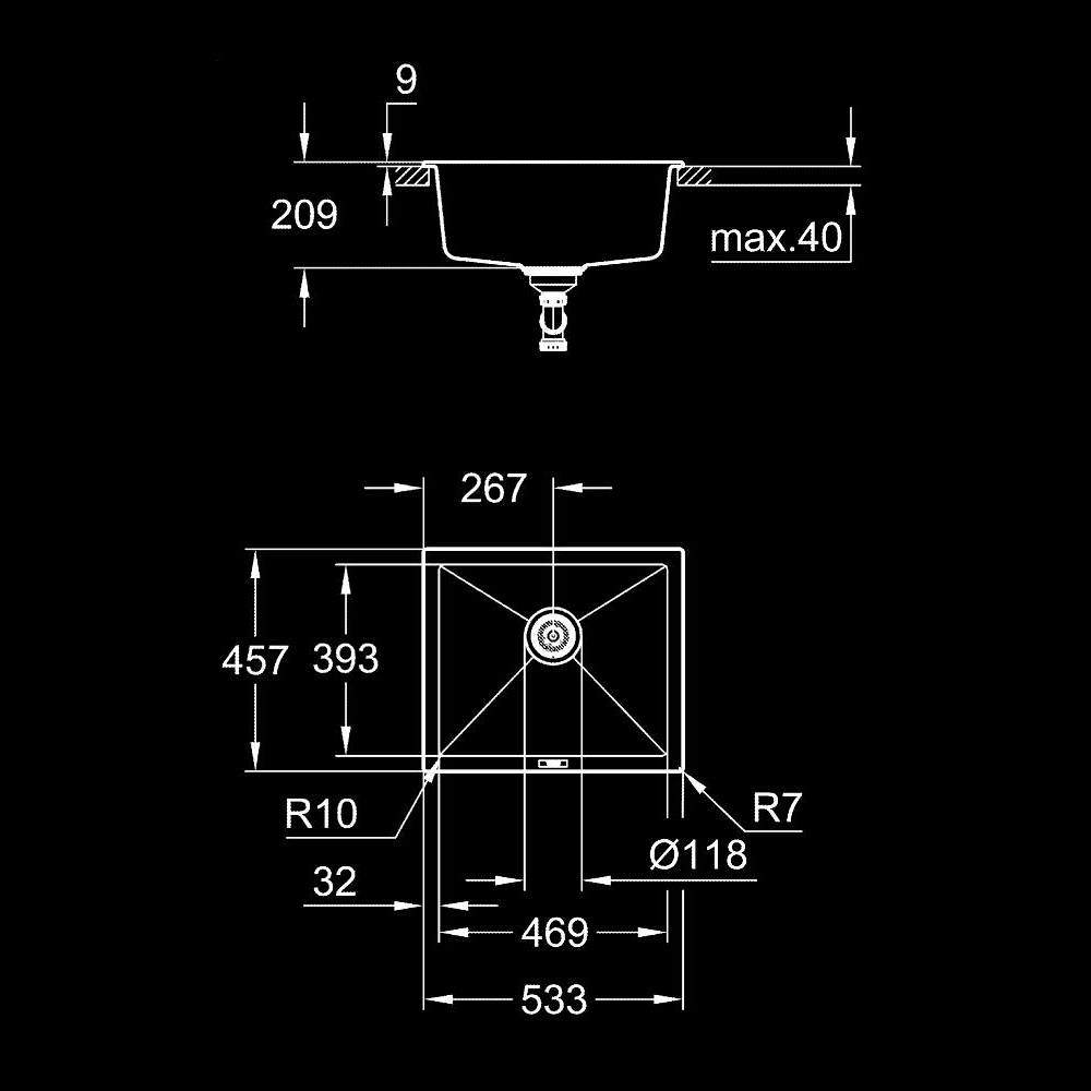 Chậu rửa chén 1 hộc Composite K700U GROHE 31654AP0