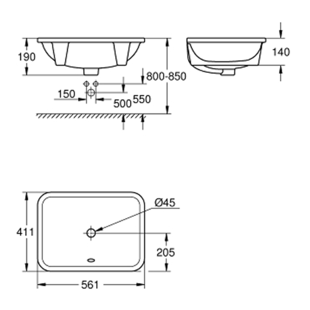 Chậu rửa mặt lavabo âm bàn GROHE 39317000