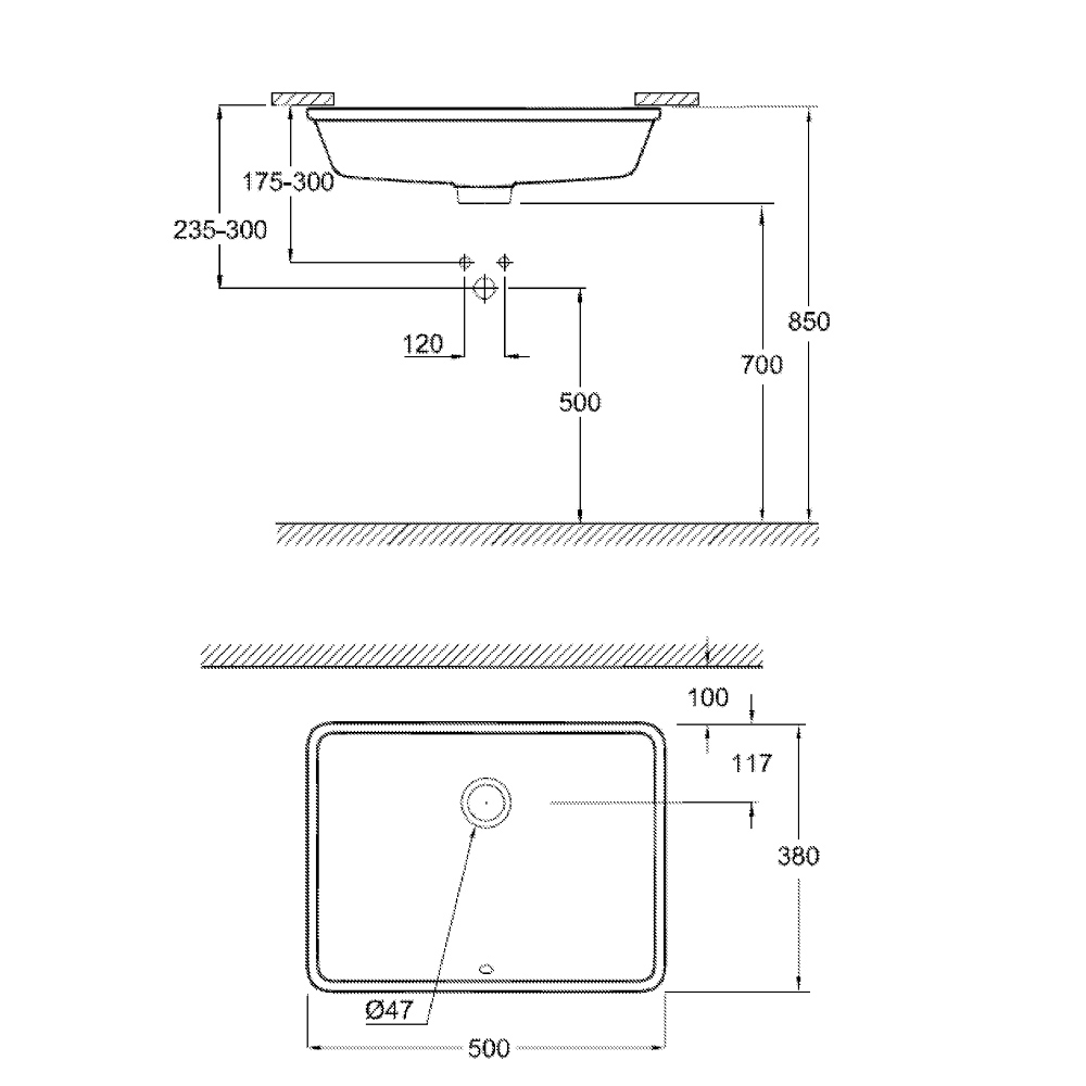 Chậu rửa mặt lavabo âm bàn Cube Ceramic GROHE 3948000H