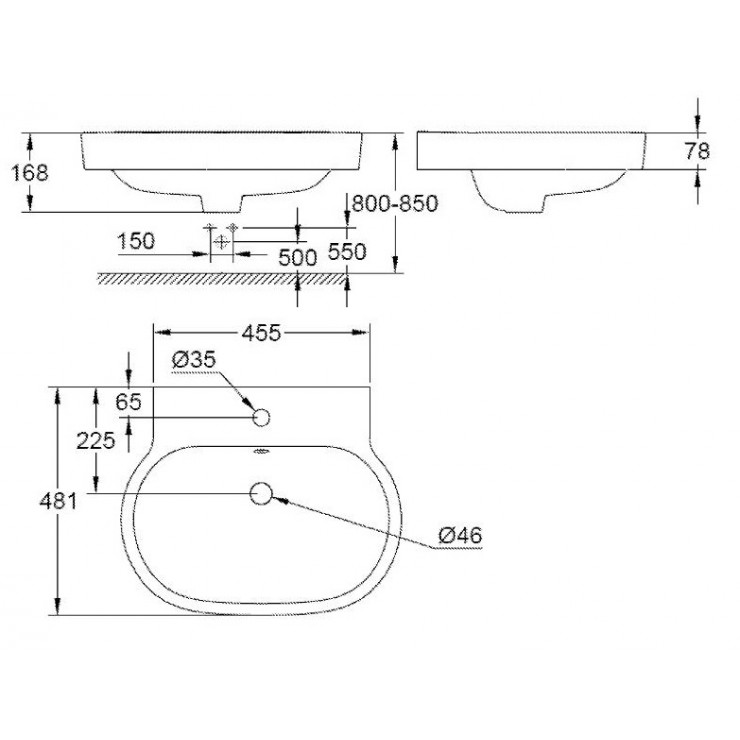 Chậu rửa mặt lavabo bán âm Eurocosmo 60cm GROHE 39291000