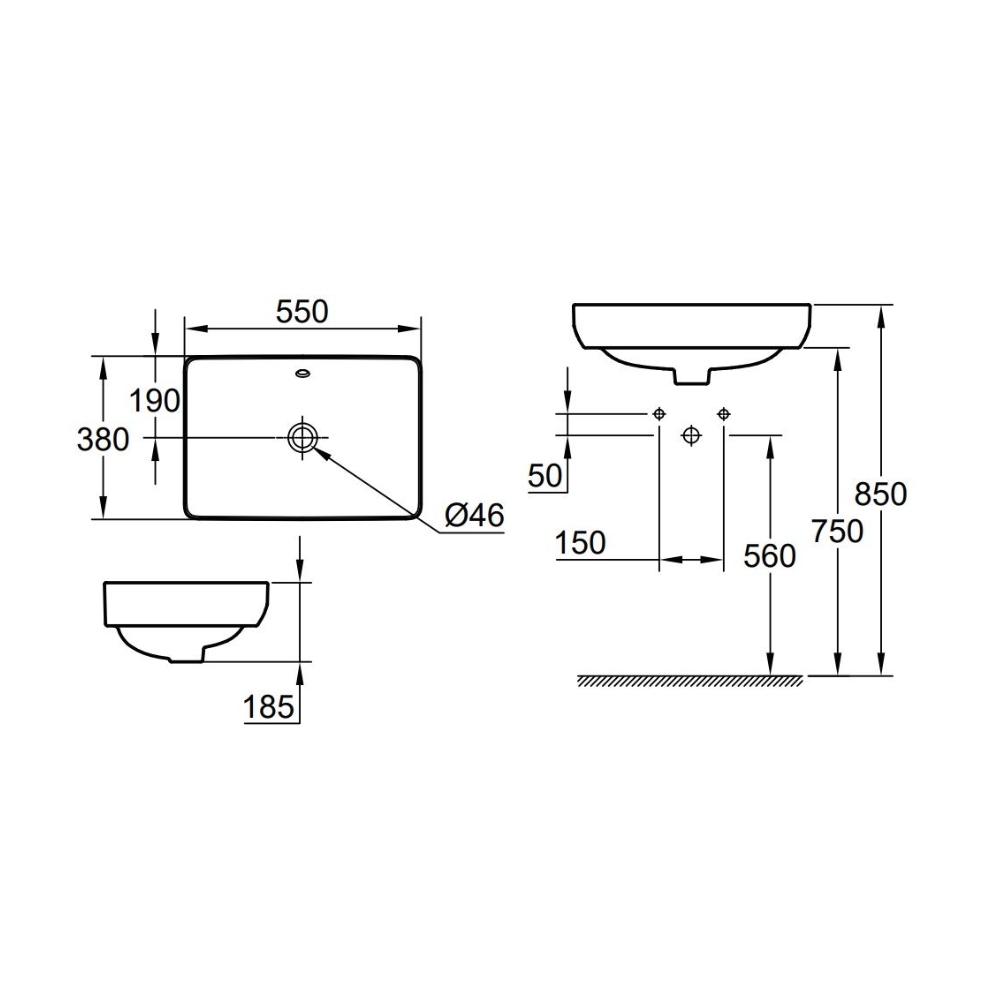 Chậu lavabo đặt bàn Euro Ceramic Vessel Square GROHE 100983SH00
