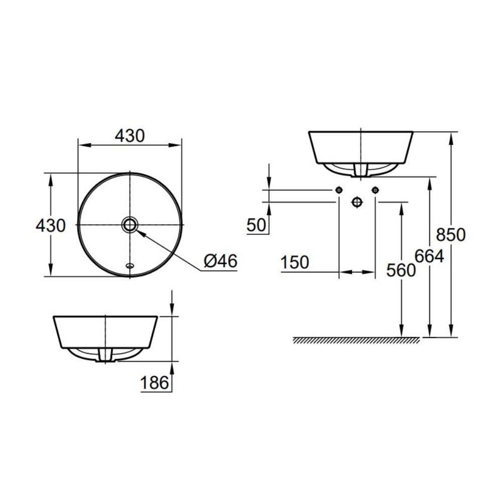 Chậu lavabo đặt bàn Eurocosmo Vessel Round GROHE 100987SH00