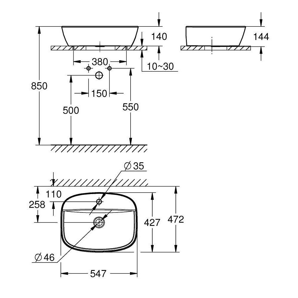 Chậu rửa lavabo đặt bàn GROHE 104586SH00