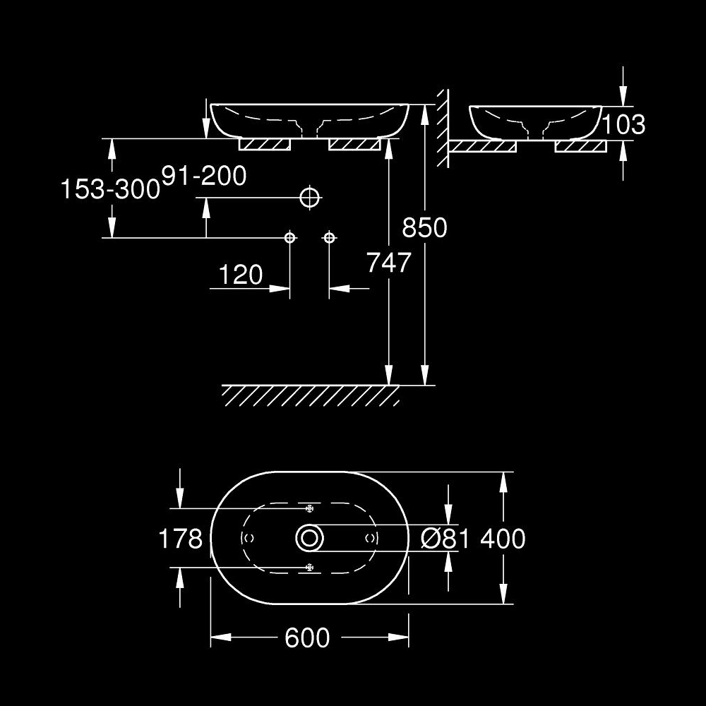 Chậu rửa lavabo đặt bàn Essence GROHE 3960800H