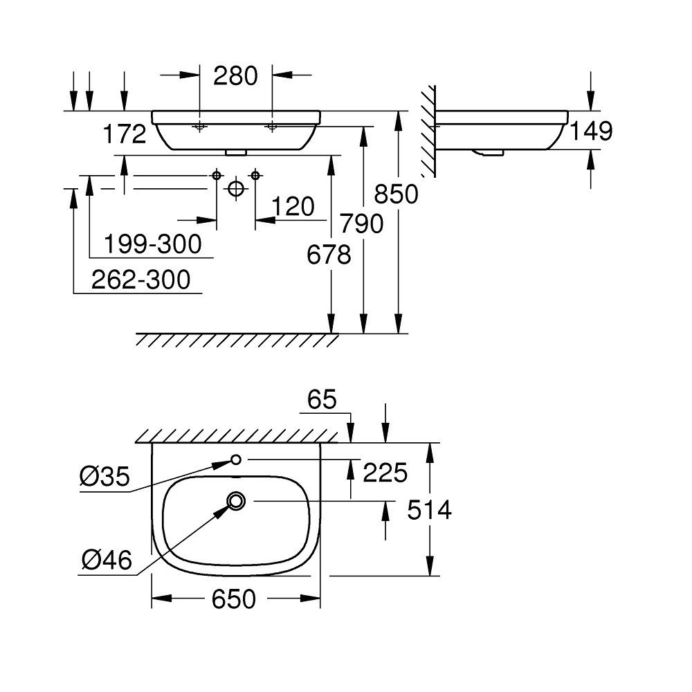Chậu rửa lavabo treo tường Euro Ceramic GROHE 3932300H