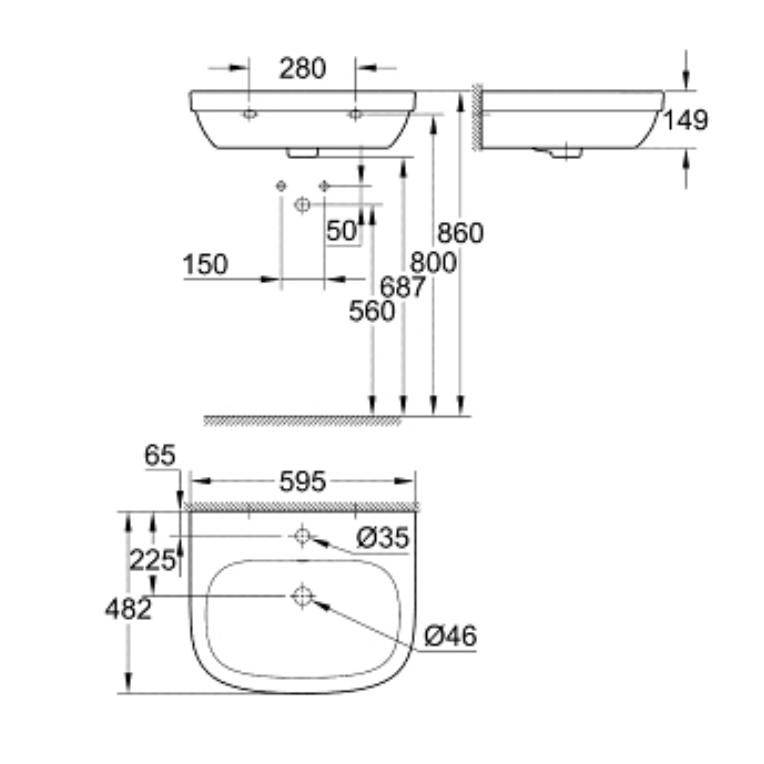 Chậu lavabo treo tường Euro Ceramic GROHE 3933500H
