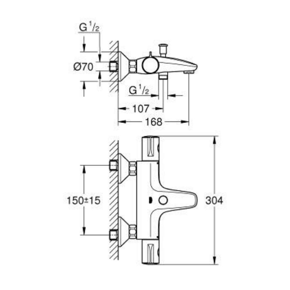 Bộ trộn nhiệt độ 2 chế độ Grohtherm 800 GROHE 1022032430