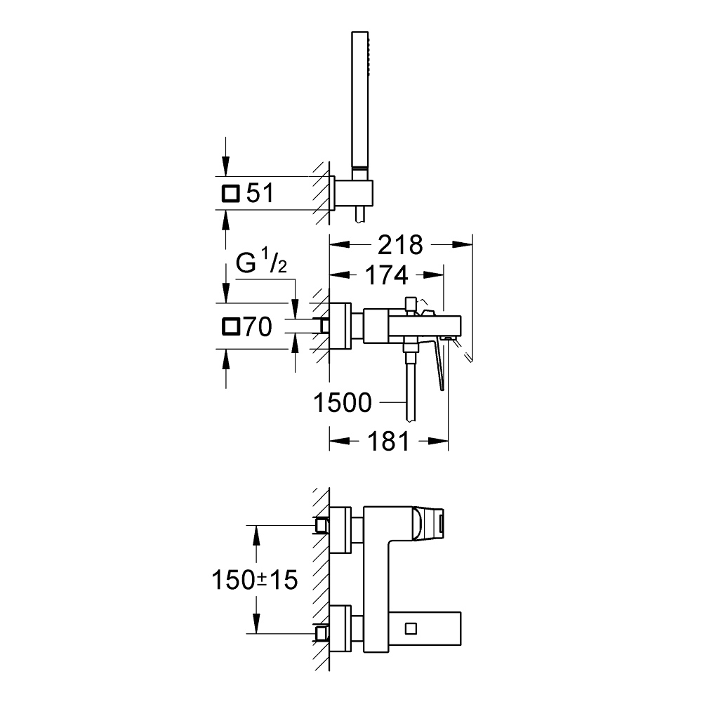 Bộ sen tắm nóng lạnh Eurocube GROHE 23141000