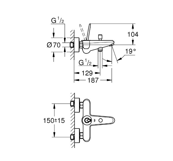 Củ sen tắm nóng lạnh Eurodisc Joy GROHE 23431000