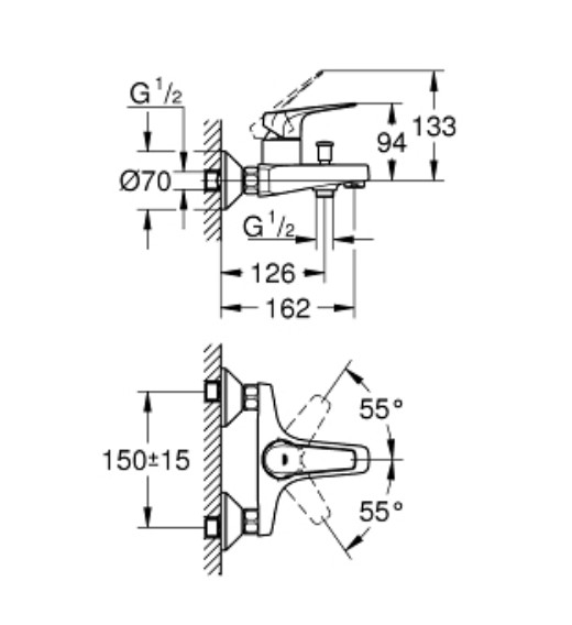 Củ sen tắm nóng lạnh BauFlow GROHE 23601000