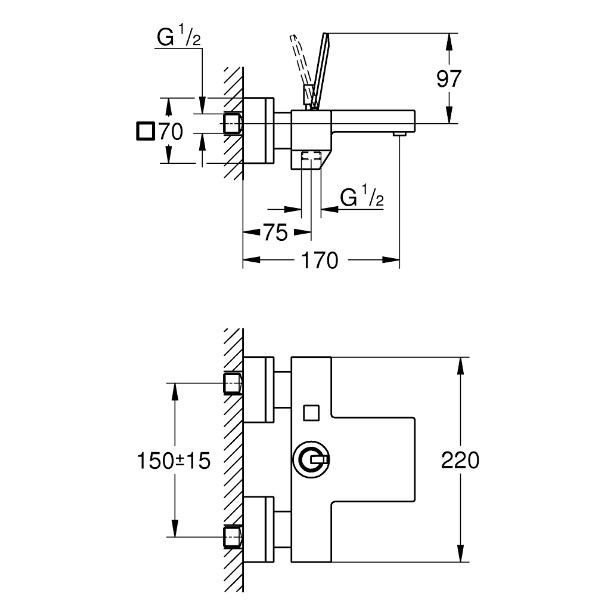 Củ sen tắm nóng lạnh Eurocube GROHE 23666000