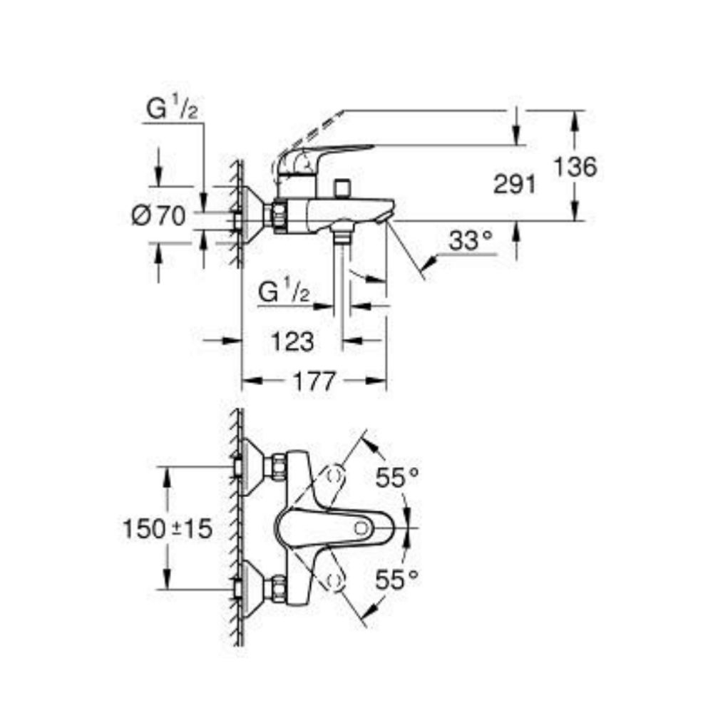 Củ sen tắm nóng lạnh Euroeco GROHE 24293001