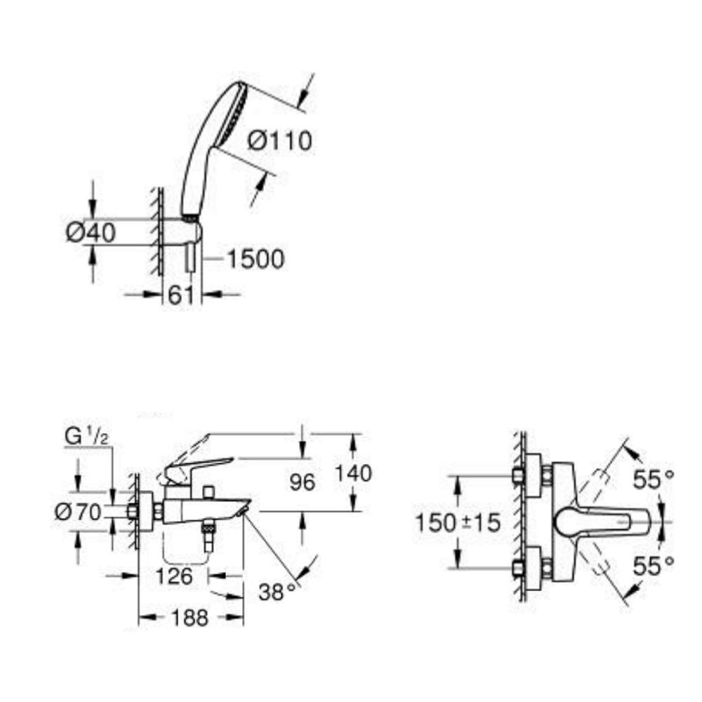 Bộ sen tắm nóng lạnh Eurosmart GROHE 25276003