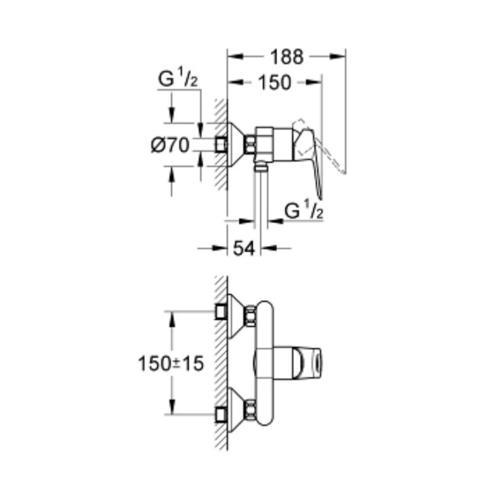 Củ sen tắm nóng lạnh BauLoop GROHE 32816000