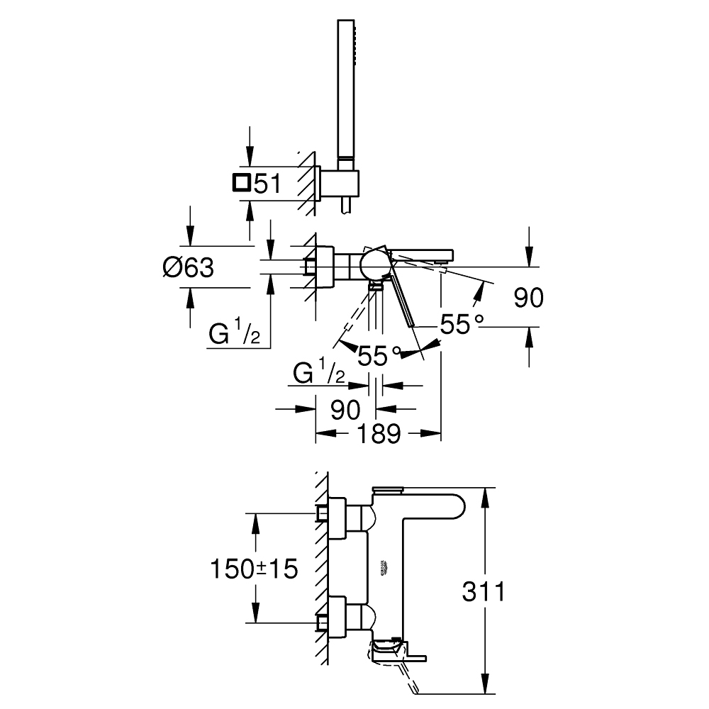 Bộ sen tắm nóng lạnh Plus GROHE 33547003