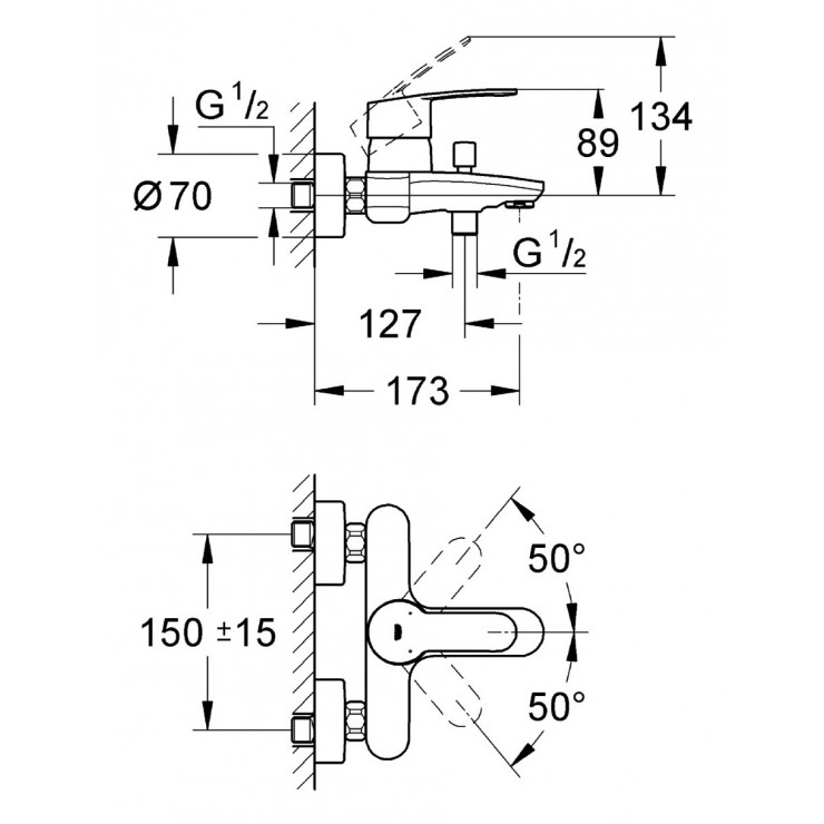 Củ sen tắm nóng lạnh Eurostyle Cosmo Grohe 33591002