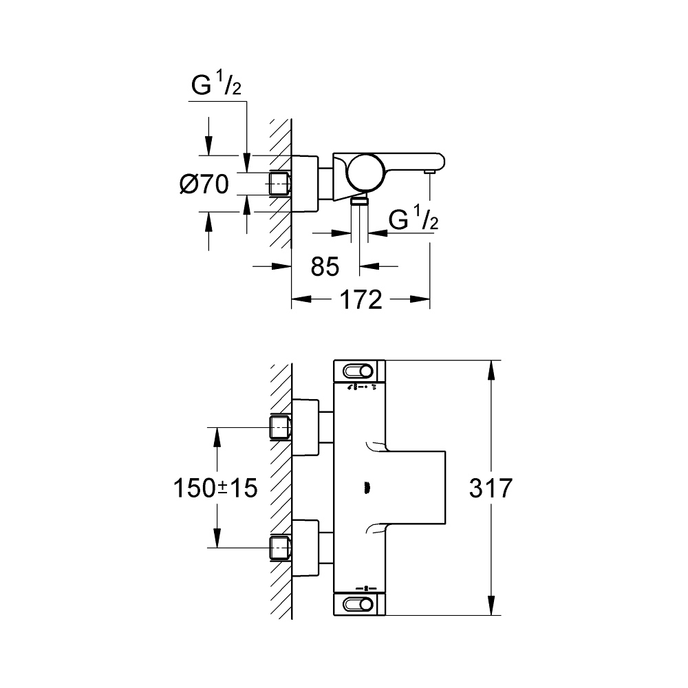 Củ sen tắm nhiệt độ Grohtherm 2000 GROHE 34174001