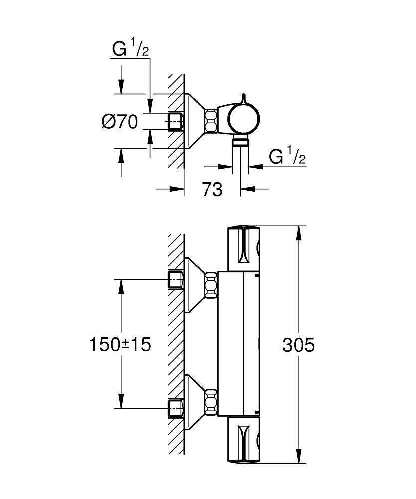 Bộ trộn sen tắm ổn nhiệt Grohtherm 800 GROHE 34558000