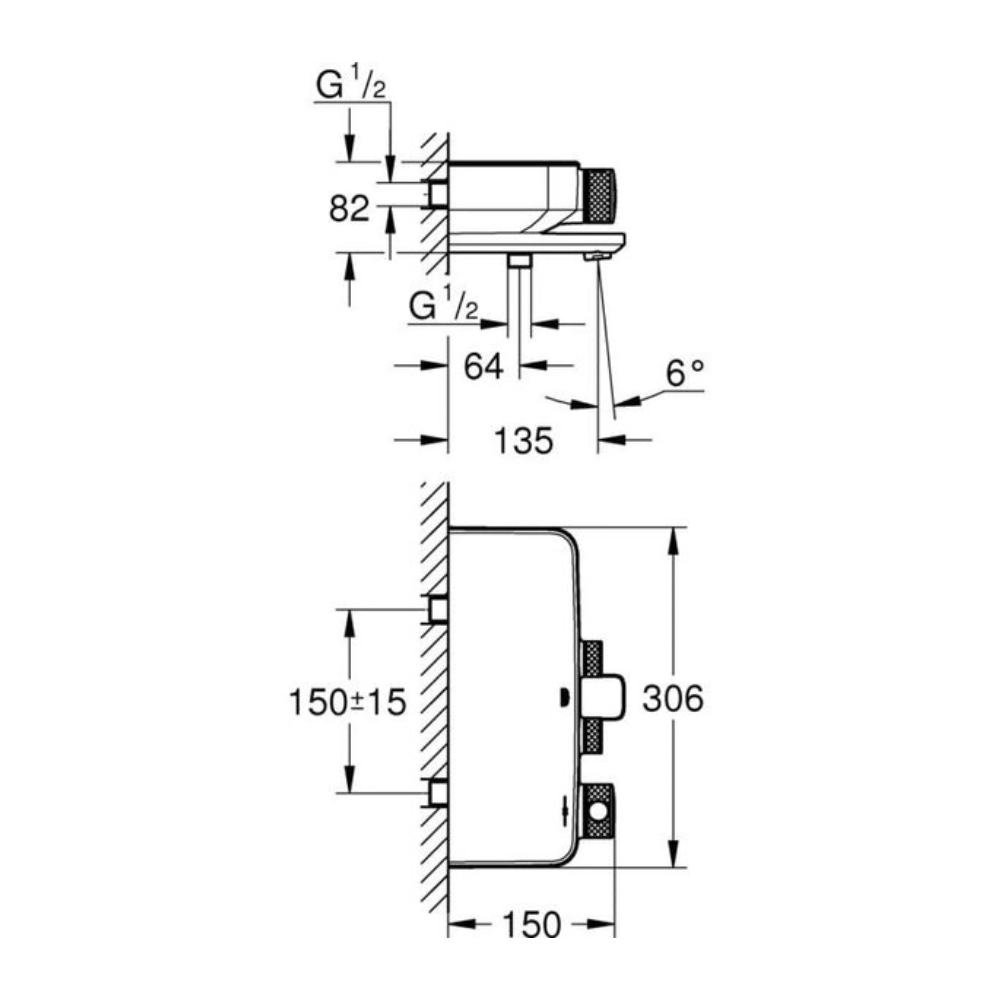 Bộ trộn nổi ổn nhiệt GRT SC 2 chế độ Grohe 34718000