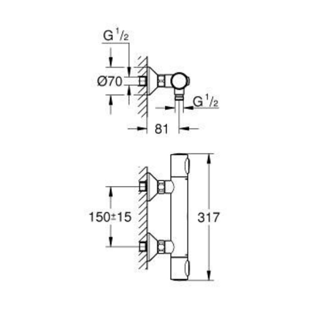 Củ sen tắm nhiệt độ Grohtherm 500 GROHE 34793000