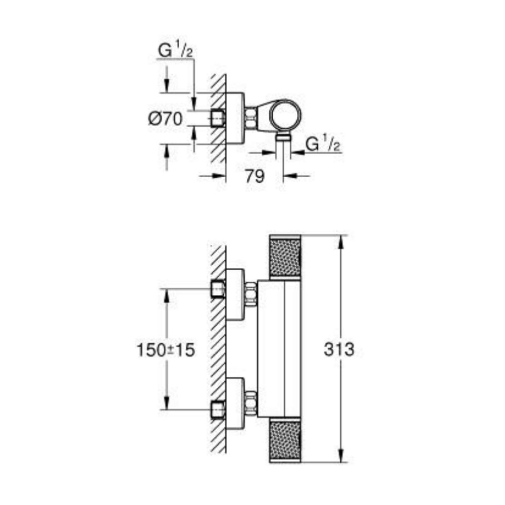 Củ sen tắm nhiệt độ Grohtherm 1000 GROHE 34827KF0