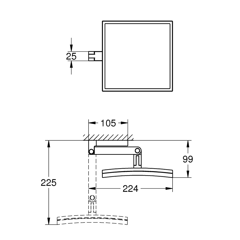 Gương trang điểm Selection Cube GROHE 40808000