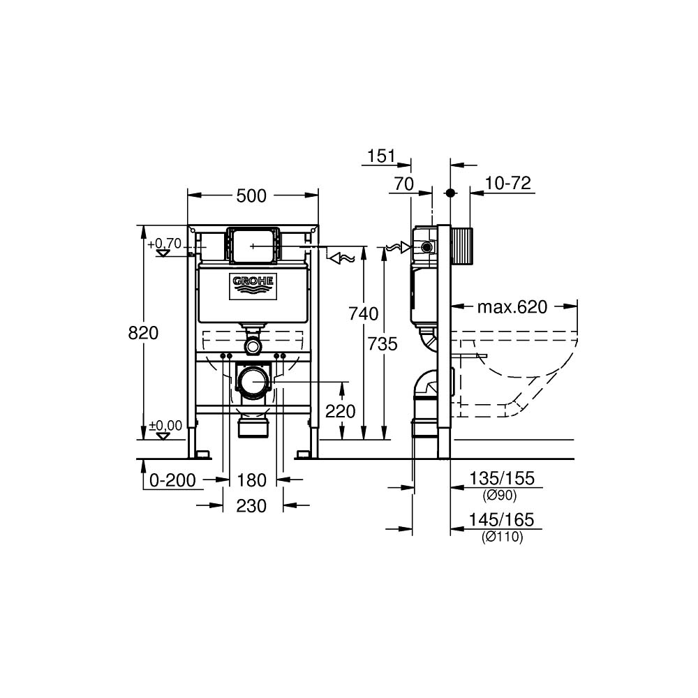 Két nước âm tường Rapid SL Element GROHE 38526000