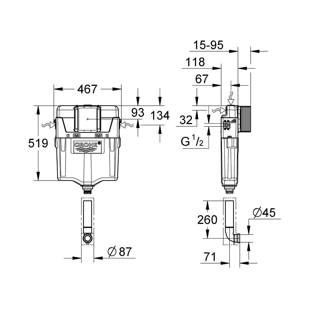 Két nước âm tường GROHE 38661000