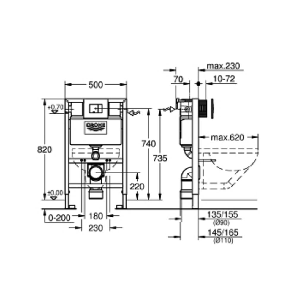 Két nước âm tường Rapid SL GROHE 38773000