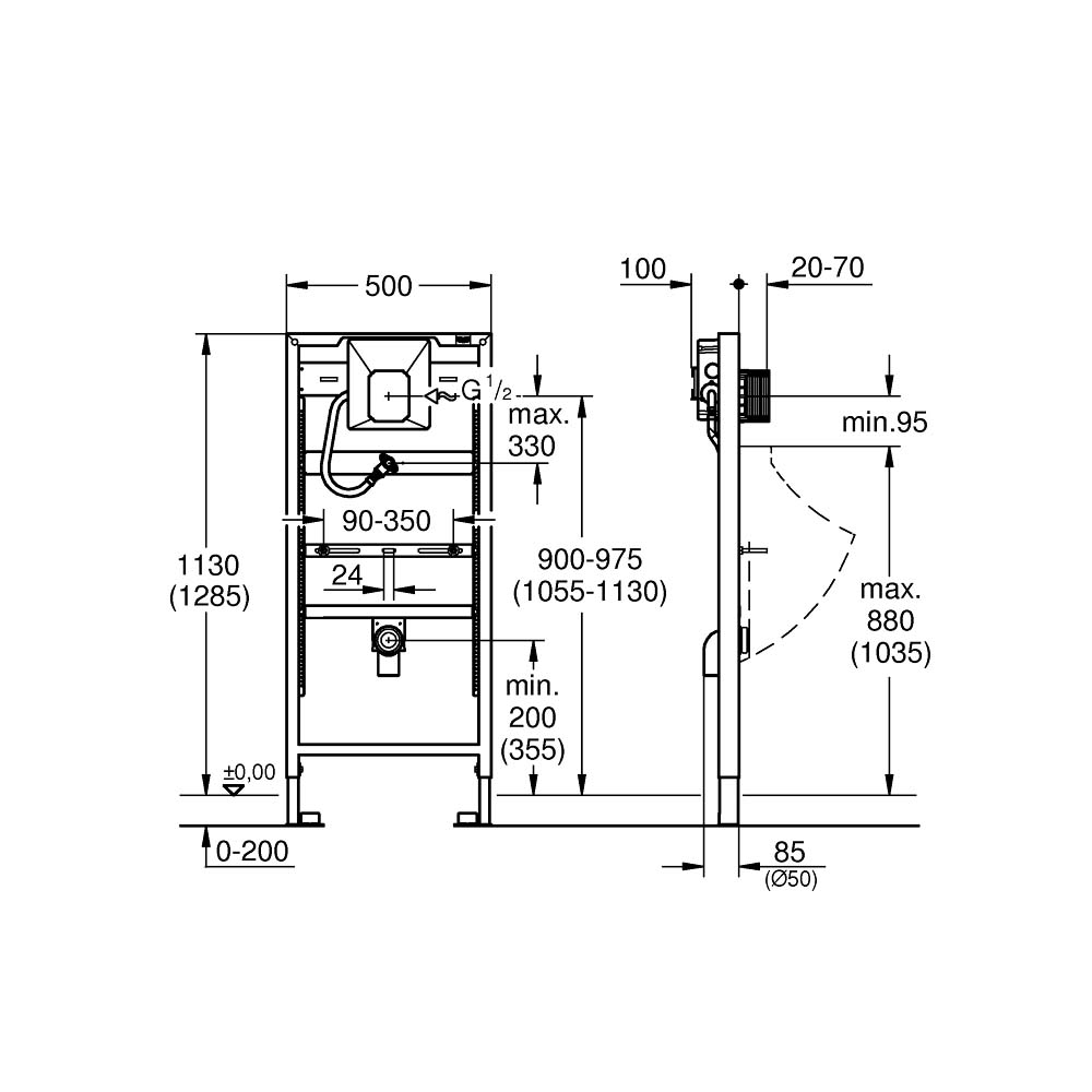 Két nước âm tường Rapid SL Element GROHE 38786001